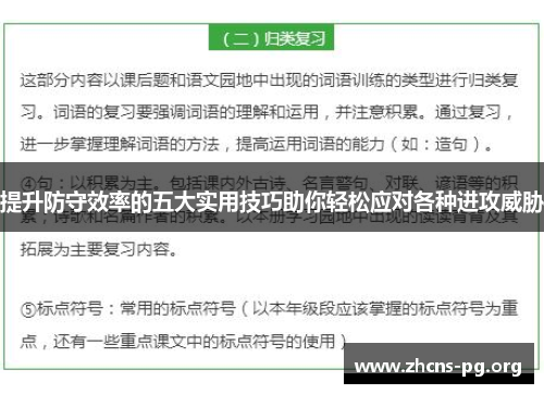 提升防守效率的五大实用技巧助你轻松应对各种进攻威胁 提升防守效率的五大实用技巧助你轻松应对各种进攻威胁